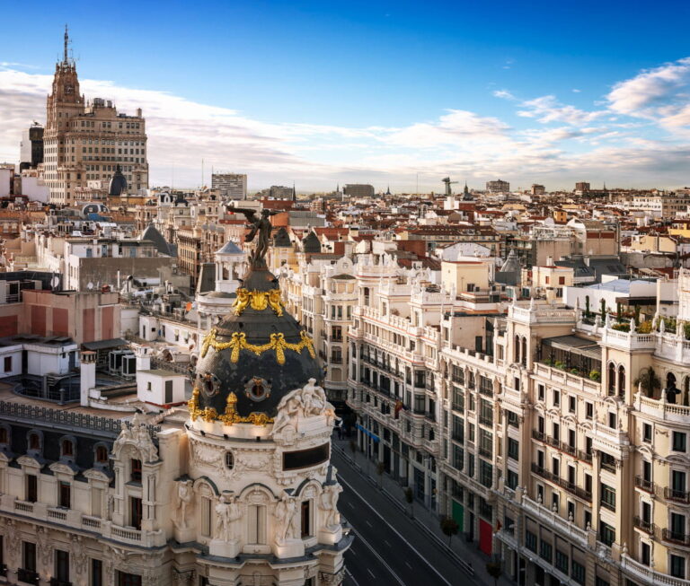 vista aérea de Gran Via en Madrid